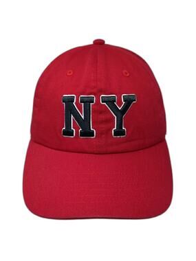 Newhattan NY Embroidered Cotton Baseball Cap Red OS Adjustable Slideback Hat